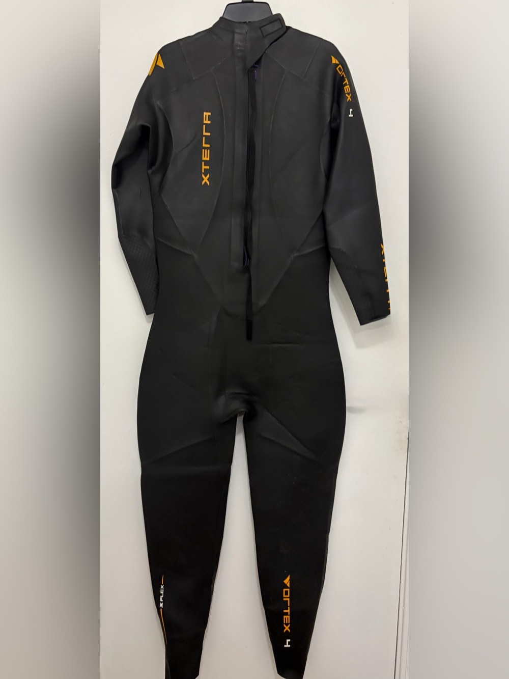 Xterra vortex Mens Black One-Piece Wetsuit with Orange Accents